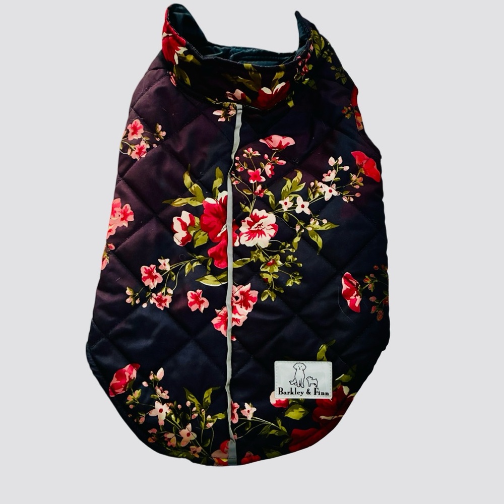 Barkley & Finn Floral Quilted Puffer Winter Pet Cozy Dog Vest Size Small